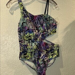 Wonder Nation One-Shoulder Kids Swimwear - Vibrant Animal Print